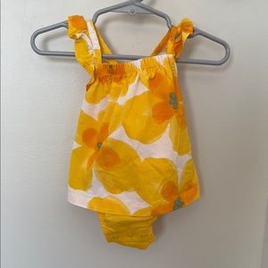 Yellow Floral Baby Dress with Bloomers